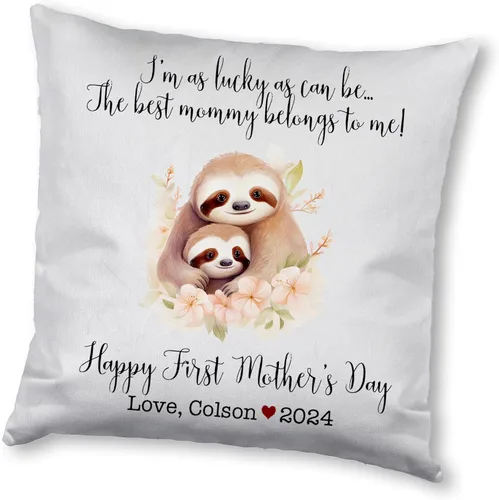 Miniatura 14 de Mother's Day Sloth, First Mother's Day Custom Pillowcase, Personalized Mother's Day Pillowcase, Gift for Mom, Home Decor