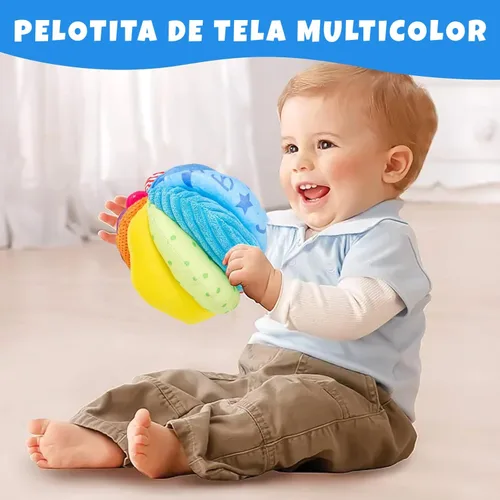 Miniatura 5 de Montessori - Kit de juego de juguetes para bebé, tambor giratorio mediano y bola de tela arcoíris para niños de 6 a 12 meses (kit de juego 3)