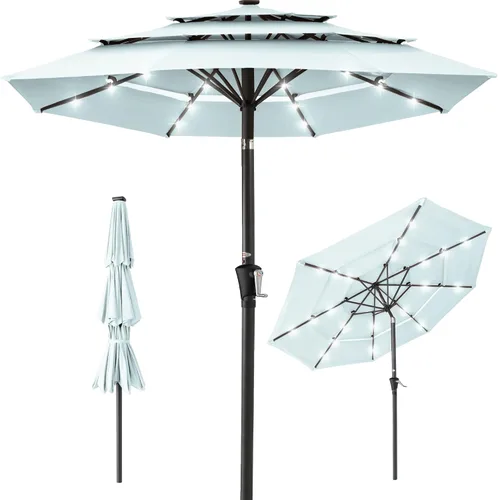 Miniatura 20 de Best Choice Products - Sombrilla solar de 10 pies de 3 niveles para patio, sombrilla de sol para exteriores, mercado, patio trasero, terraza, junto