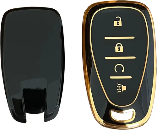 Miniatura 4 de Funda para llavero Chevy Volt EV EUV Bolt Spark Traverse Trailblazer LT Trax Sonic Equinox Smart Key Shell (oro-negro)