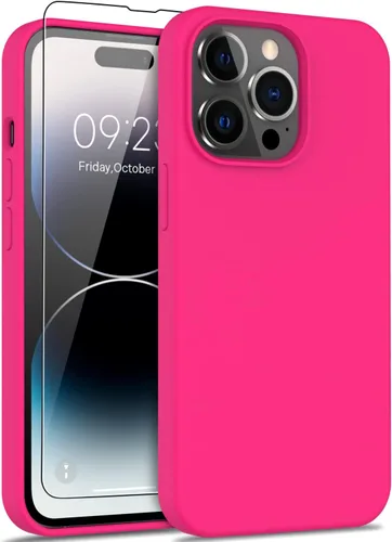 Miniatura 36 de DEENAKIN Funda compatible con iPhone 14 Plus con protector de pantalla, funda mejorada para cámara, goma de gel de silicona suave probada contra