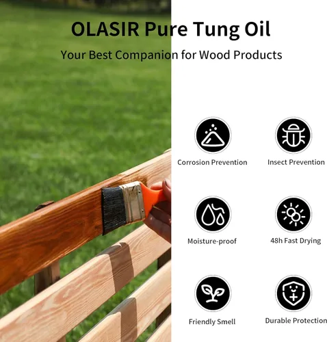 Miniatura 3 de Aceite Tung puro 100% natural de 8 onzas para acabado de madera, seguro de grado alimenticio, aceite Tung impermeable para suelos de madera, muebles