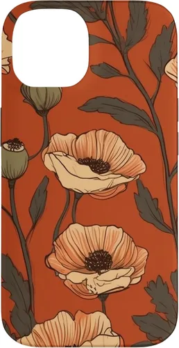 Miniatura 4 de iPhone 16 Floral Pattern Poppies Terracotta Poppy Flower Case