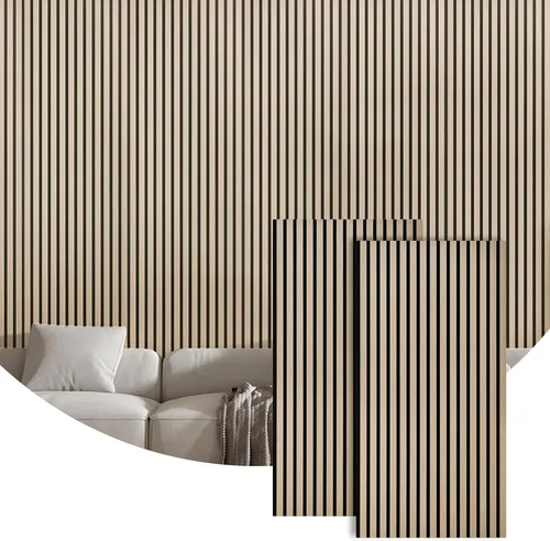 Miniatura 10 de Paquete de 2 paneles acústicos de pared, paneles de pared insonorizados de listones de madera de 47.2 x 23.6 x 0.75 pulgadas, panel de amortiguación