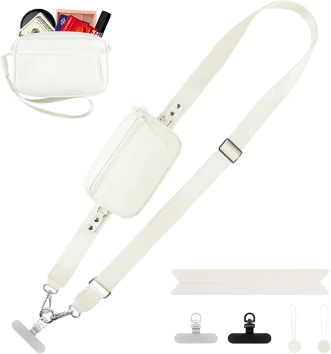 Miniatura 30 de YFWE Correa de clip and go para teléfono con cartera cruzada, cordón ajustable para teléfono con cartera RFID desmontable, correa universal