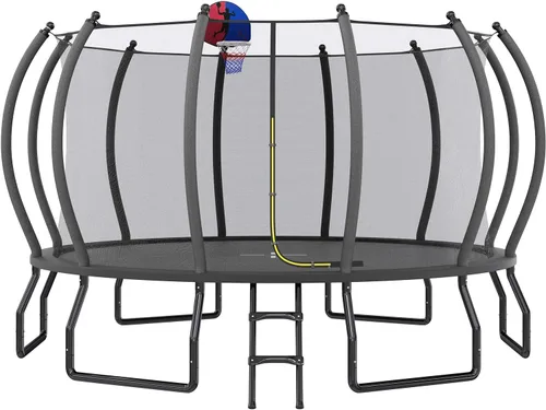 Miniatura 11 de YUMPIE - Trampolín de 8 pies, 10 pies, 12 pies, 14 pies, 15 pies, 16 pies, para exteriores, con red de seguridad y escalera, trampolines recreativos
