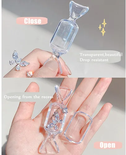 Miniatura 6 de Mini organizador de joyas, 10 piezas de caja de joyería en forma de caramelo, organizador de anillos con tapa, contenedor de plástico para dulces