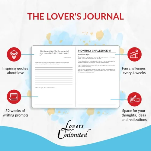 Miniatura 4 de The Lovers Journal - Diario para parejas, diario de matrimonio con indicaciones interactivas, citas motivacionales Diario guiado para parejas