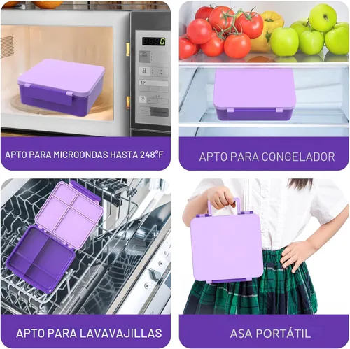 Miniatura 5 de Pawtong Lonchera Bento con termo de sopa de 8 onzas, recipientes de comida a prueba de fugas para niños con 4 compartimentos, recipiente de comida