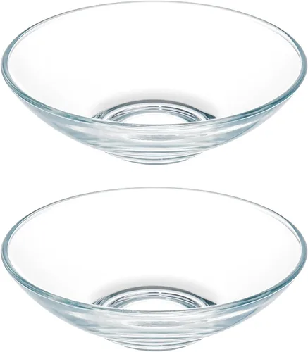 FOYO Cuencos de vidrio transparente – Tazones para cereales, pasta, sopa y postre de 15 onzas, juego de 2 unidades de 7 pulgadas
