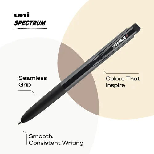 Miniatura 3 de Uniball Spectrum - Bolígrafos de gel retráctiles, punta media (0.028 in), tinta negra, paquete de 12 Negro