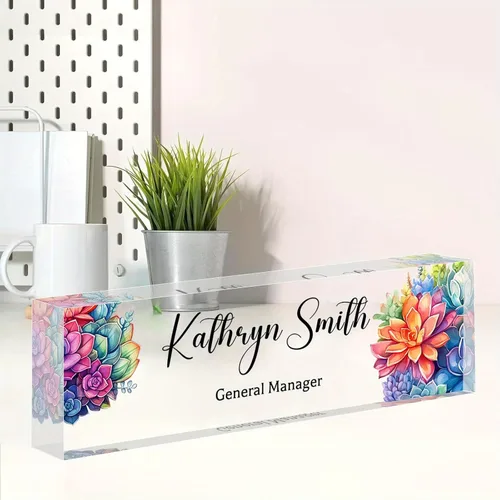 Miniatura 29 de Placa de nombre personalizada, placa de nombre personalizada para oficina, accesorio de escritorio de acrílico, regalos para compañeros de trabajo
