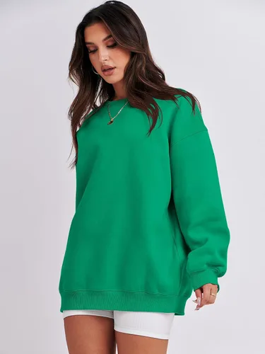 Miniatura 3 de ANRABESS Sudadera de gran tamaño para mujer, con cuello redondo, estilo Y2K, sudadera con capucha de forro polar, cómoda, camiseta informal, ropa