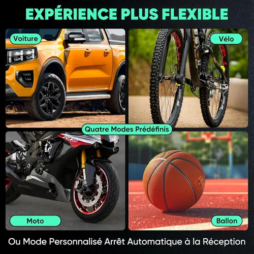 Miniatura 8 de Compresor de aire portátil para inflador de neumáticos BY01, doble cilindro de 150 PSI para neumáticos grandes, 16000 mAh inalámbrico y cable de 12