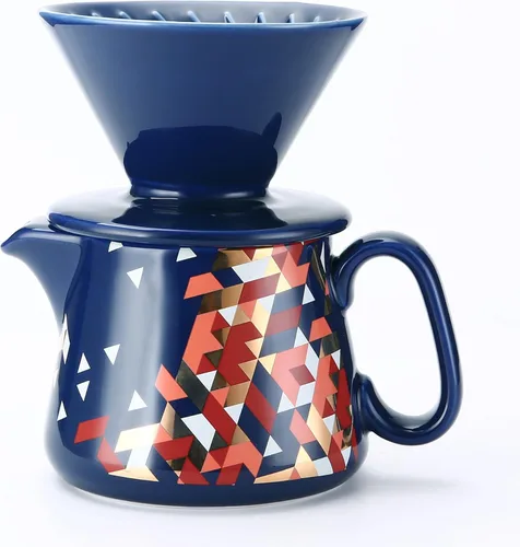 Miniatura 7 de Cafetera vertida, con 50 filtros de café de cesta, taza de 10.5 fl oz/10 oz con platillo y gotero de café, cerámica, blanco roto