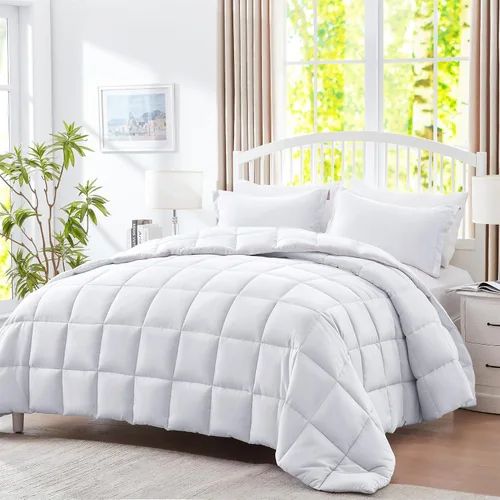 Miniatura 13 de SunStyle Home Juego de edredón de tamaño King – Edredón reversible con costura de caja de 3 piezas, juegos de ropa de cama ligera con 1 edredón
