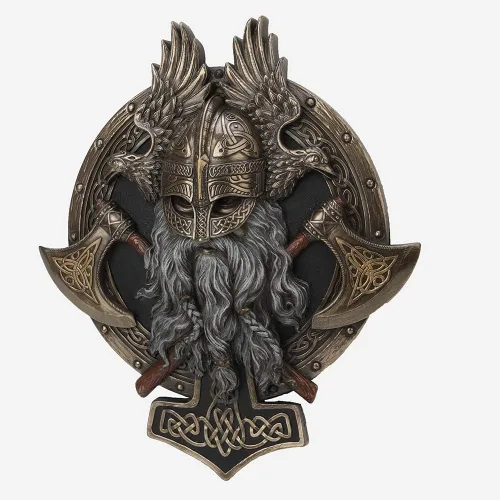 Miniatura 2 de Veronese Design 10 5/8" escultura de Valhalla de la placa de pared vikinga resina bronceada fundida en frío
