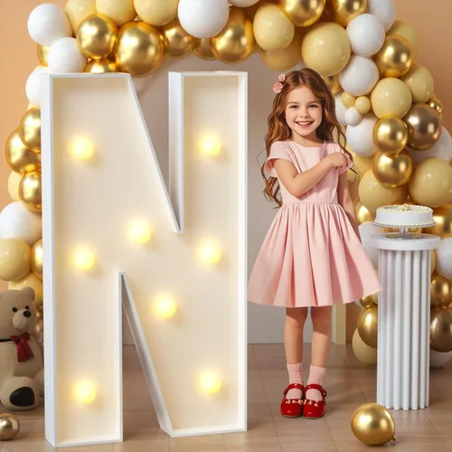 Miniatura 30 de imprsv Letras de marquesina iluminadas, letras de mosaico de 1.2 m con luz para decoración de baby shower, graduación, gran J para decoraciones