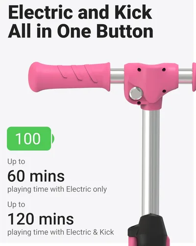 Miniatura 4 de ELECOSMOS Patinete Eléctrico Seguro para Niños de 4+, Equilibrio para Principiantes, Acelerador de Pulgar, Cubierta con Luces Intermitentes, Ruedas