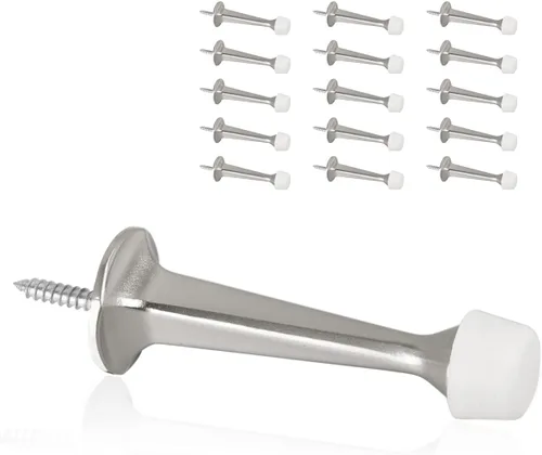 Miniatura 11 de Paquete de 6 Topes de Puerta de Oro Sólidos y Rígidos - Topes de Puerta Resistente con Protector de Pared y Puntas de Goma Suave, Latón Cepillado