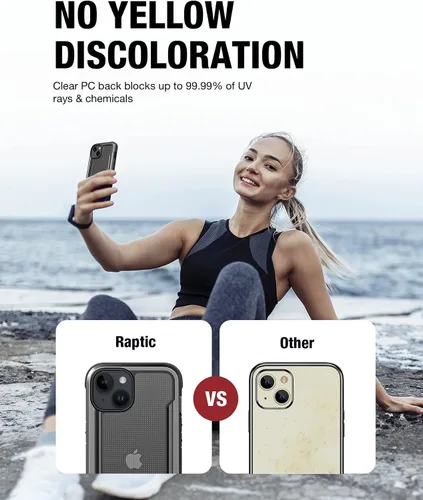Miniatura 6 de RAPTIC Shield para iPhone 14, funda protectora transparente a prueba de golpes, grado militar, probada en caídas de 10 pies, marco de aluminio