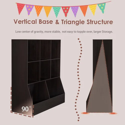 Miniatura 4 de DINZI LVJ Organizador de almacenamiento para juguetes, estantería para niños, gabinete de almacenamiento de juguetes de madera, estantería de 3
