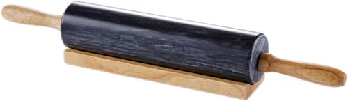 JEmarble Asas de madera negra (calidad premium), superficie pulida de 18 pulgadas (barril de 10 pulgadas), piedra auténtica, antiadherente, ahorra