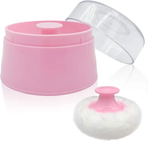 Miniatura 12 de Caja de soplo de polvo de bebé sin BPA, grande de 2.8 pulgadas, estuche de polvo esponjoso para después del baño, contenedor de polvo