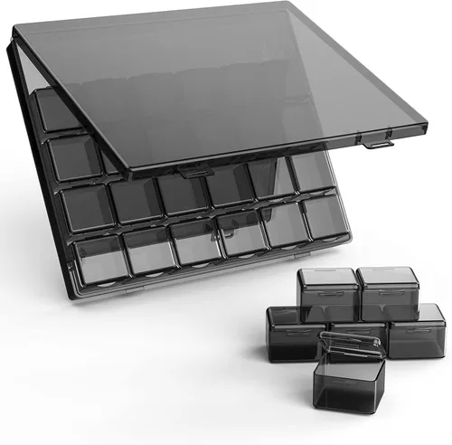 30 paquetes de contenedores organizadores apilables de plástico con tapas, mini recipientes para almacenamiento de cuentas, purpurina, limo, pintura