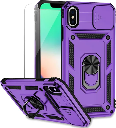 Miniatura 14 de M MAIKEZI Funda para iPhone X/iPhone Xs con cubierta para lente de cámara, protector de pantalla HD, protección contra caídas de grado militar