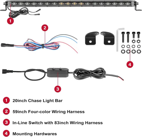 Miniatura 8 de OFFROADTOWN Barra de luz LED de persecución de 20 pulgadas, luces traseras UTV, luz intermitente de seguridad con luz intermitente de freno