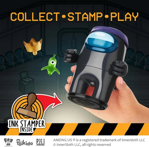 Miniatura 8 de Among Us White Crewmate Ink Stamper - Sombrero de émbolo de huevo, figura de 5 pulgadas, recuerdo de fiesta