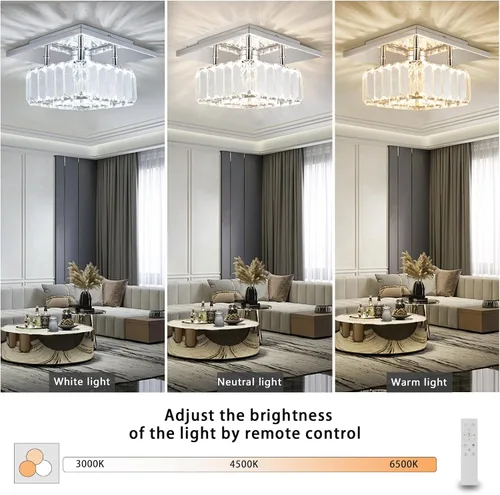 Miniatura 2 de CLAIRDAI Lámpara de techo de cristal cuadrada de montaje empotrado, lámpara de techo LED moderna para cocina, pasillo, vestíbulo, sala de estar