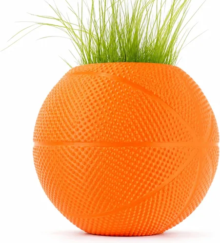Maceta de baloncesto con estampado 3D naranja, maceta para plantas de interior, de plástico, maceta única para interiores con orificio de drenaje,