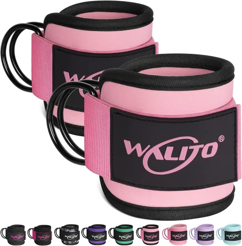 Miniatura 10 de WALITO Correas de tobillo de gimnasio para máquinas de cable, mujeres y hombres, puños de tobillo con retroceso de glúteos, accesorios de máquina
