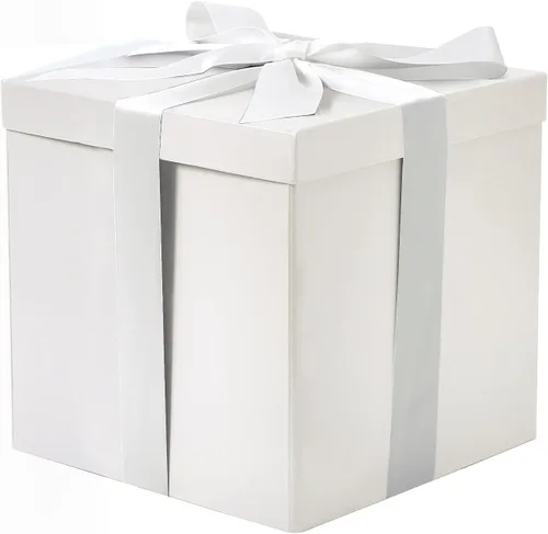 Miniatura 7 de RUSPEPA Caja de regalo mediana negra con tapas, cinta y papel de seda, caja de regalo plegable perfecta para cumpleaños, graduación, día del padre