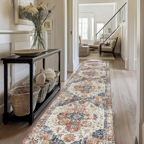 Miniatura 17 de Alfombra lavable para pasillo de 2 x 3: alfombra suave vintage para cocina, baño, lavandería, con respaldo antideslizante, alfombra de piso