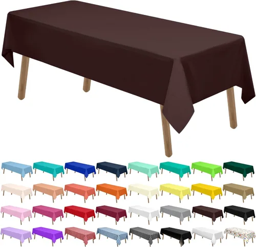 Miniatura 32 de Manteles de Plástico Azul Claro Paquete de 2 Cubiertas de Mesa Desechables 54 x 108 Pulgadas Manteles para Baby Shower Fiesta PEVA Manteles Azul