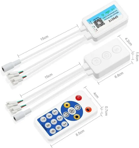 Miniatura 3 de WS2812B WS2811 1903 Micrófono incorporado Música SP601E Controlador Bluetooth con puertos de salida de señal dual para módulo LED Pixel Strip Light