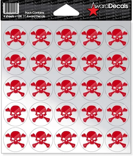 Award Decals calcomanía de calavera y huesos cruzados (100 unidades)
