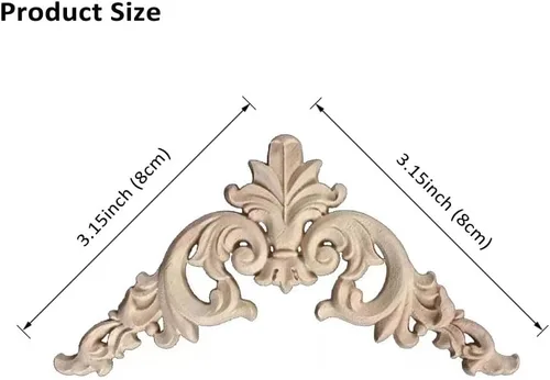 Miniatura 6 de 8 Pcs Decorative Wood Appliques and Onlay for Furniture 3.1inch Wooden Carved Corner Applique Onlay Decal DIY Unpainted for Furniture Wardrobe