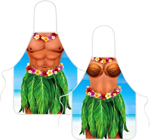 Miniatura 6 de Hillban Paquete de 2 Delantales Divertidos Delantal de Cocina Creativo con Lazos Ajustables en la Cintura Delantales de Fiesta para Hombres