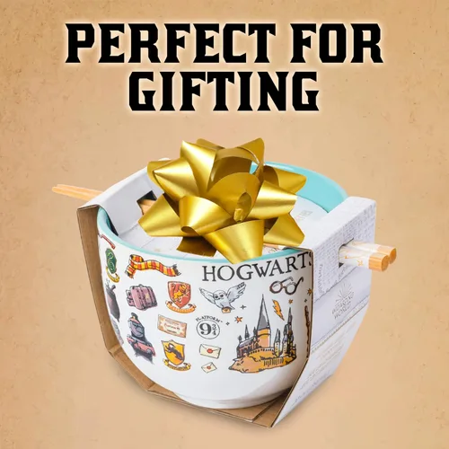 Miniatura 7 de Silver Buffalo Harry Potter Icons - Tazón de cerámica para fideos ramen y arroz con palillos, apto para microondas, 20 onzas Harry Potter Hogwarts