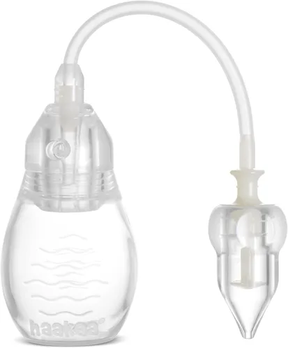haakaa Aspirador nasal de silicona para bebé – Lechón de nariz de bebé, aspirador nasal de cuello de cisne con válvula anti-retorno, limpiador de