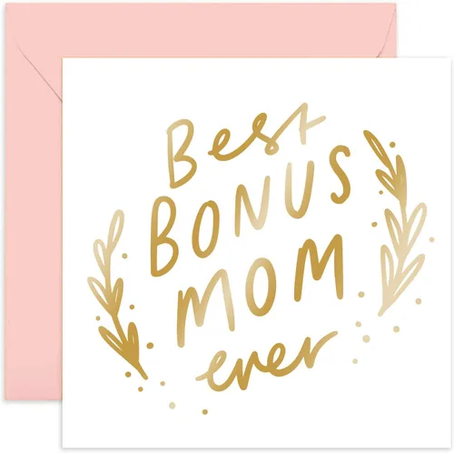 Miniatura 6 de Old English Co. - Tarjeta de cumpleaños para padrastro – Tarjeta de felicitación especial de lámina dorada «Best Bonus Dad» para padrastro