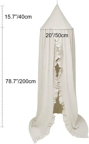 Miniatura 6 de Dosel de Cama con Volantes Rincón de Lectura Tienda de Juego para Niños Boho Red Colgante Decoración de Cuarto de Juegos (Beige)
