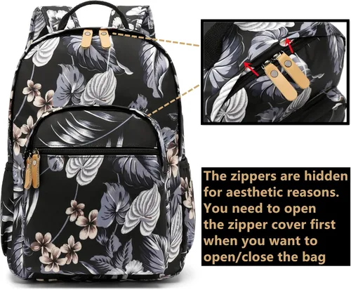 Miniatura 121 de Leaper Mochila para laptop para mujer: linda mochila floral para escuela, universidad, viajes, trabajo, mochila ligera para niños, Negro margarita