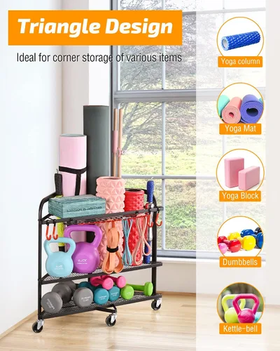 Miniatura 2 de PLKOW Weight Rack for Dumbbells, Home Gym Storage for Dumbbells Yoga Mat Kettlebells, Yoga Mat Storage Rack for Garage, Home Gym