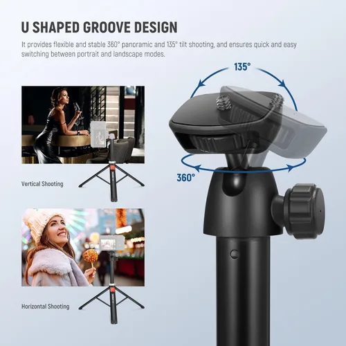 Miniatura 3 de NEEWER Trípode para teléfono celular y cámara con control remoto y soporte para teléfono compatible con iPhone GoPro Canon Sony DSLR, trípode de 160