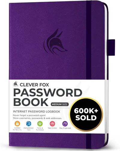 Miniatura 51 de Clever Fox - Libreta de contraseñas con pestañas alfabéticas, organizador de direcciones de Internet, tamaño grande, para inicios de sesión en Azul